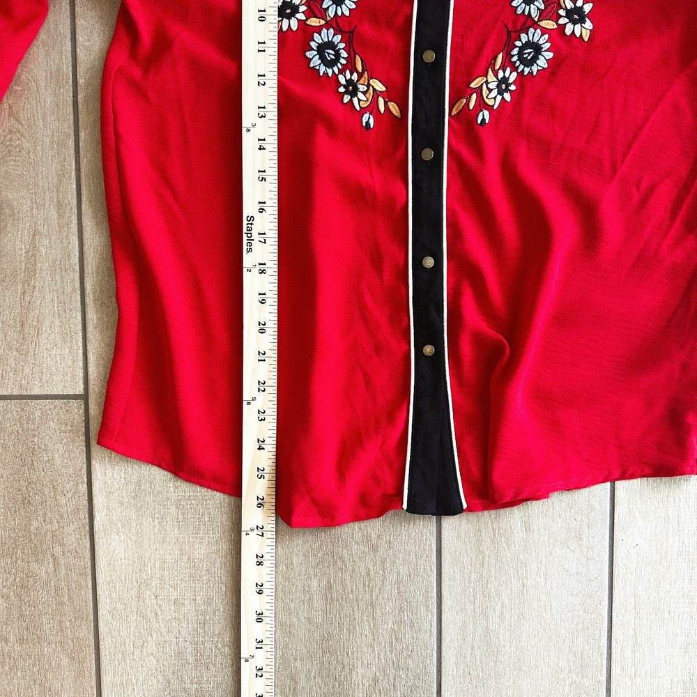 John Moon Womens Western Embroidered Fringe Button Up Shirt Large Cowgirl Rodeo - Picture 8 of 8